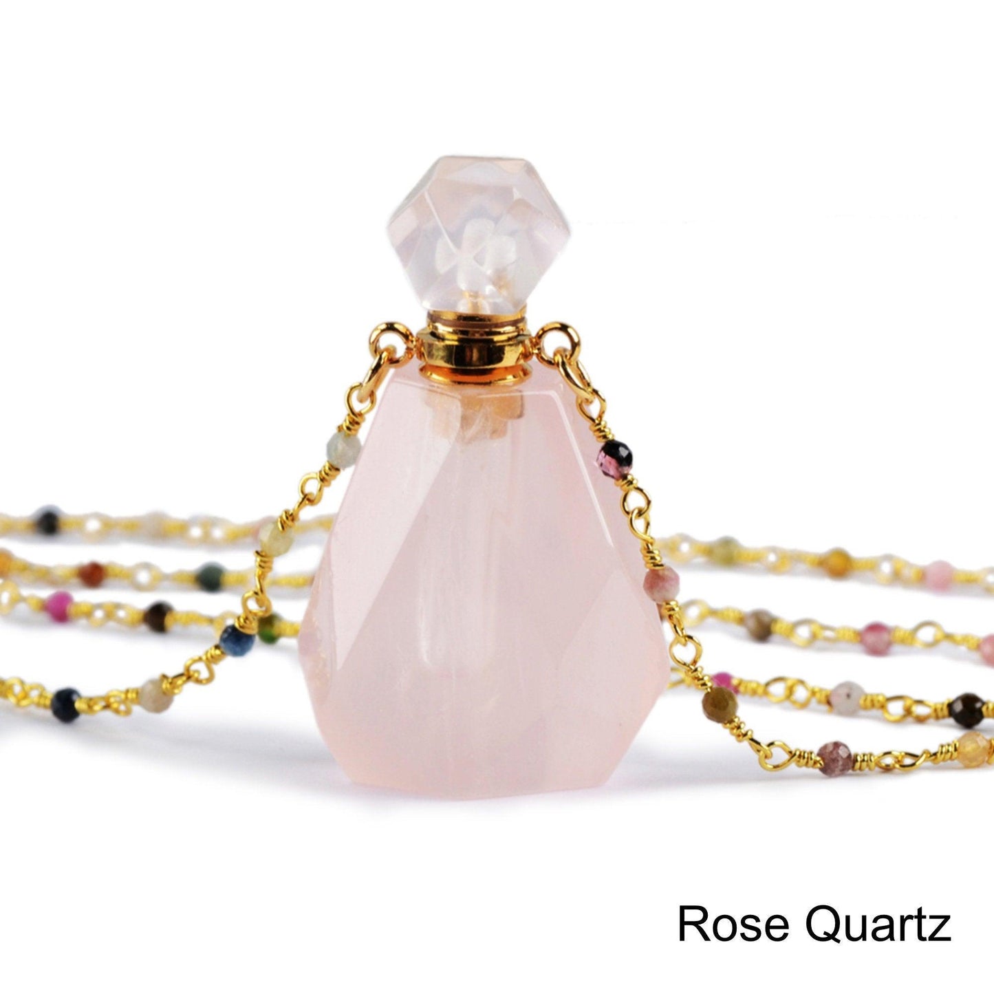 Gemstone Perfume Bottle Pendant Necklace - Crystolver | Healing Crystal Gift Shop