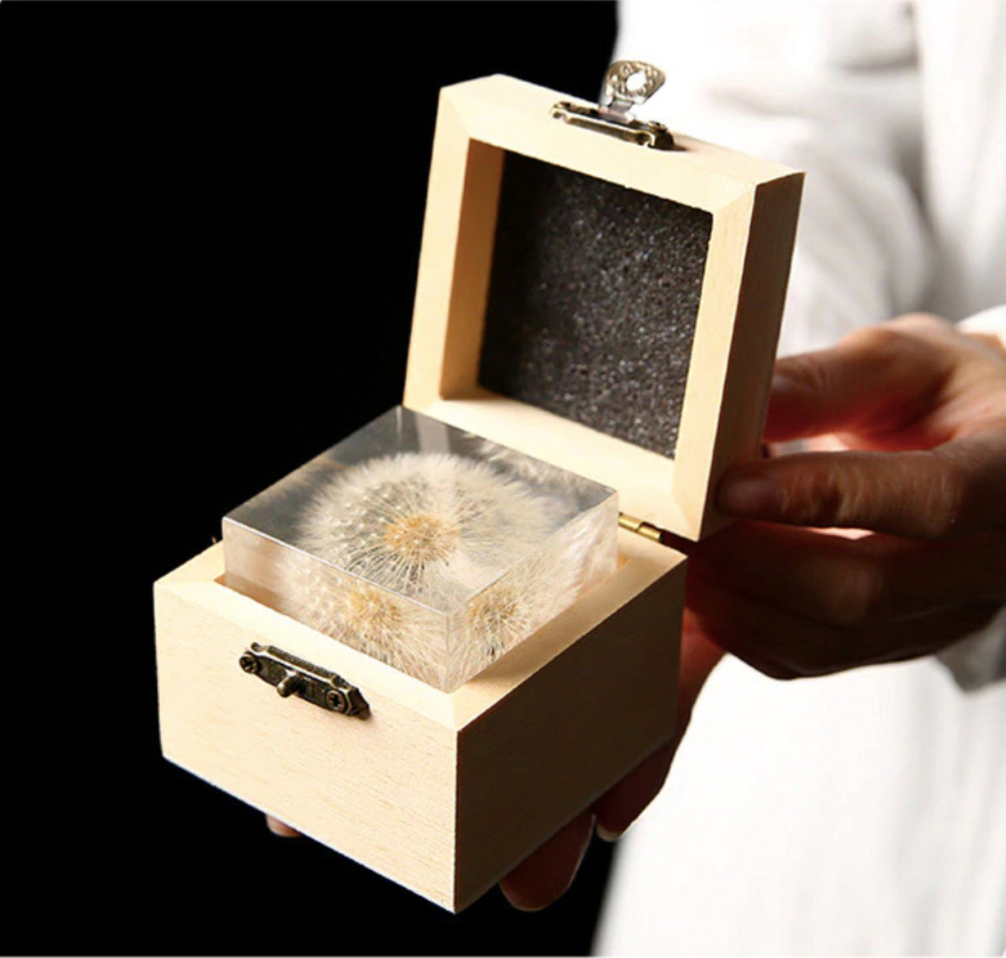 Real Dandelion Crystal Cube