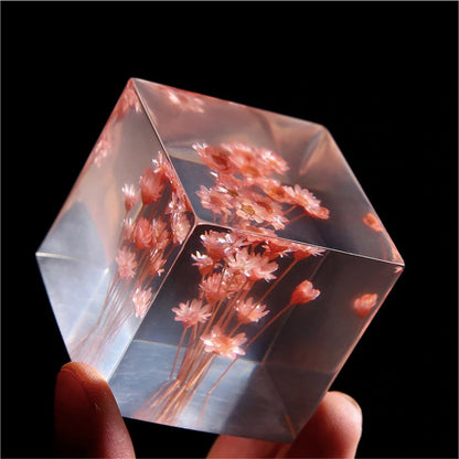 Real Dandelion Crystal Cube