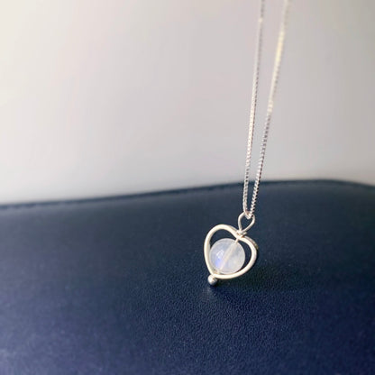 Moonstone Silver Heart Necklace