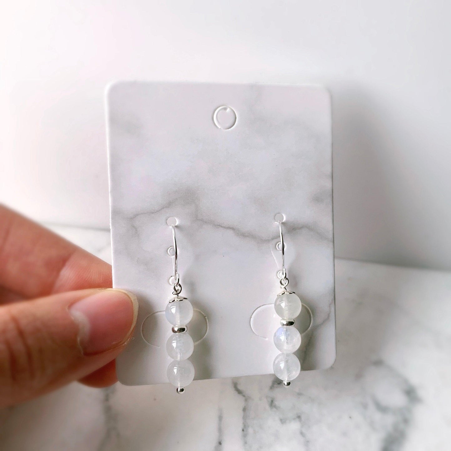 Moonstone 925 Silver Drop Earrings - Crystolver | Healing Crystal Gift Shop