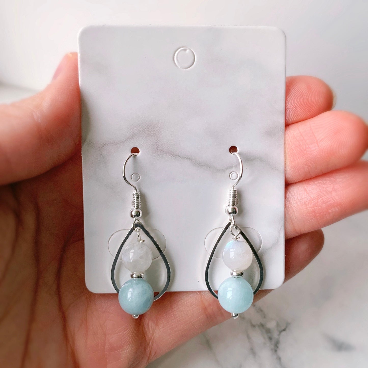 Gemstone Water-drop Aquamarine Earrings