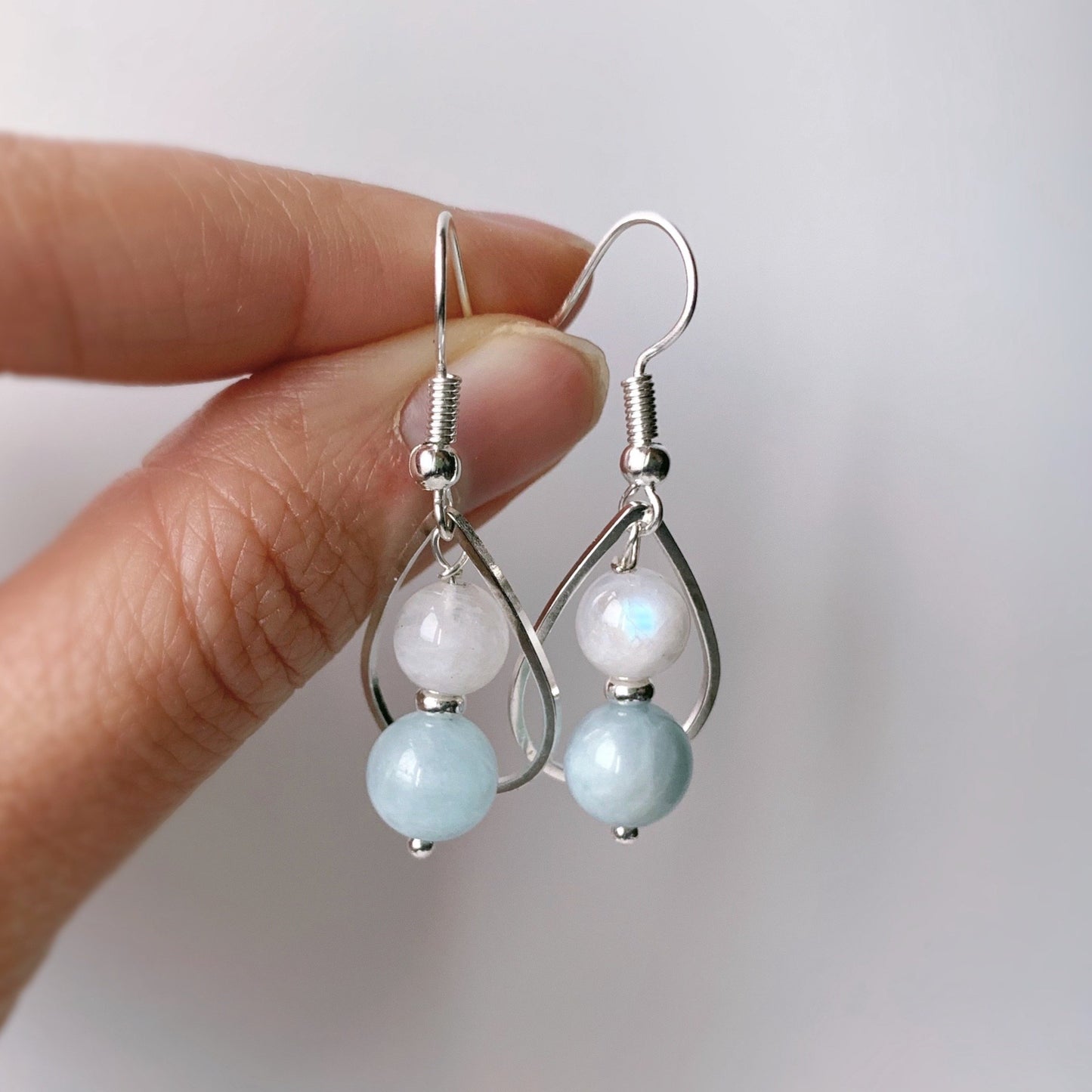 Gemstone Water-drop Aquamarine Earrings