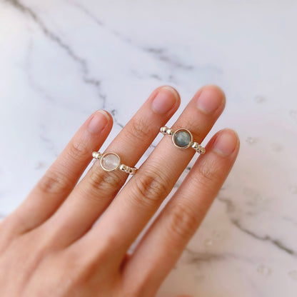 Gemstone 925 Silver Elastic Ring