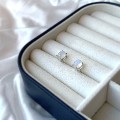 Natural Moonstone Stud Earrings - Crystolver | Healing Crystal Gift Shop